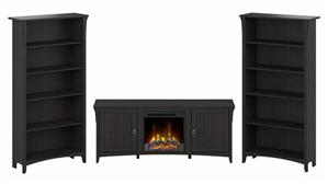 TV Stands Bush Furniture Fireplace TV Stand for 70in TV with 5 Shelf Bookcases (Set of 2)