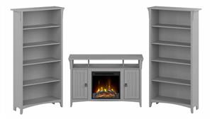 TV Stands Bush Furniture Fireplace TV Stand for 55in TV with 5 Shelf Bookcases (Set of 2)