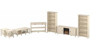 Electric Fireplaces Bush Furniture Electric Fireplace TV Stand with Bookcases and Occasional Tables