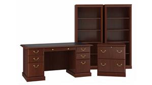 Executive Desks Bush Furniture Executive Desk with Lateral File Cabinet and Bookcase Set