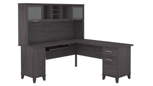 L Shaped Desks Bush Furniture 72" W L-Shaped Desk with Hutch