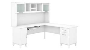L Shaped Desks Bush Furniture 72in W L-Shaped Desk with Hutch