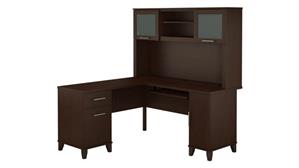 L Shaped Desks Bush Furniture 60" W L Shaped Desk with Hutch