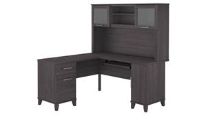 L Shaped Desks Bush Furniture 60" W L-Shaped Desk with Hutch