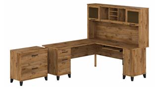 L Shaped Desks Bush Furniture 72in W L-Shaped Desk with Hutch and Lateral File Cabinet