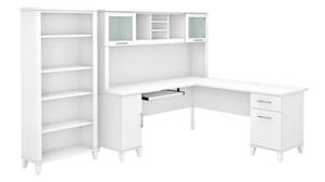 L Shaped Desks Bush Furniture 72in W L-Shaped Desk with Hutch and 5 Shelf Bookcase