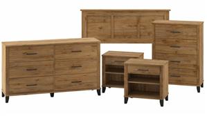 Bedroom Sets Bush Furniture Full/Queen Size Headboard, 4 and 6 Drawer Dressers and 2 Nightstands Bedroom Set