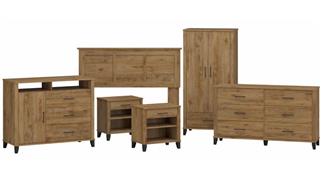 Full Size Beds Bush Furniture 6 Piece Bedroom Set with Full/Queen Size Headboard and Storage