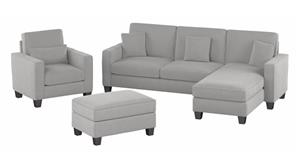 Sofas Bush Furniture 102" W Sectional Couch with Reversible Chaise Lounge, Accent Chair, and Ottoman