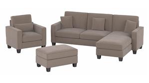 Sofas Bush Furniture 102" W Sectional Couch with Reversible Chaise Lounge, Accent Chair, and Ottoman