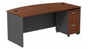 Computer Desks Bush Furniture 72in W Bow Front Desk with Assembled 2 Drawer Mobile Pedestal