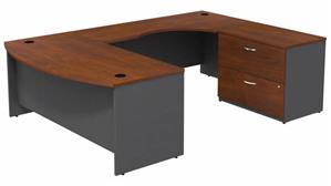 U Shaped Desks Bush Furniture 72" W Bow Front U-Shaped Desk with Assembled 2 Drawer Lateral File Cabinet