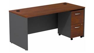 Computer Desks Bush Furniture 66in W Desk with Assembled 2 Drawer Mobile Pedestal
