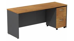 Office Credenzas Bush Furniture 72" W Desk Credenza with Assembled 2 Drawer Mobile Pedestal