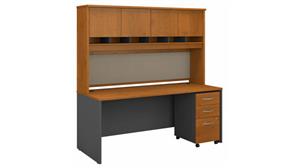 Computer Desks Bush Furniture 72in W x 30in D Office Desk with Hutch and Assembled Mobile File Cabinet