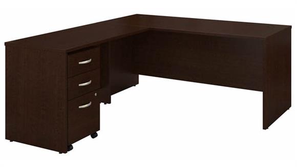 L Shaped Desks Bush Furniture 66" W L-Shaped Desk with Assembled 3 Drawer Mobile File Cabinet