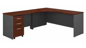 Corner Desks Bush Furniture 72" W Left Handed Corner Desk with 48" W Return and Assembled 3 Drawer Mobile File Cabinet