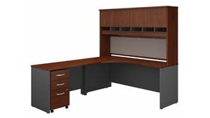 Corner Desks Bush Furniture 72" W Left Handed Corner Desk with Hutch and Assembled 3 Drawer Mobile File Cabinet
