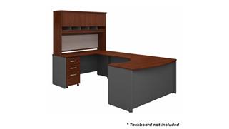 U Shaped Desks Bush Furniture 60in W Left Handed Bow Front U-Shaped Desk with Hutch and Assembled Mobile File Cabinet