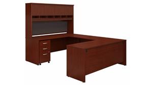 U Shaped Desks Bush Furniture 72" W U-Shaped Desk with Hutch and Assembled Mobile File Cabinet