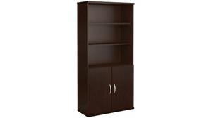 Bookcases Bush Furniture 36in W 5 Shelf Bookcase with Doors