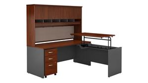 Adjustable Height Desks & Tables Bush Furniture 6ft W x 30in D 3 Position Sit to Stand L Shaped Desk with Hutch and Mobile File Cabinet