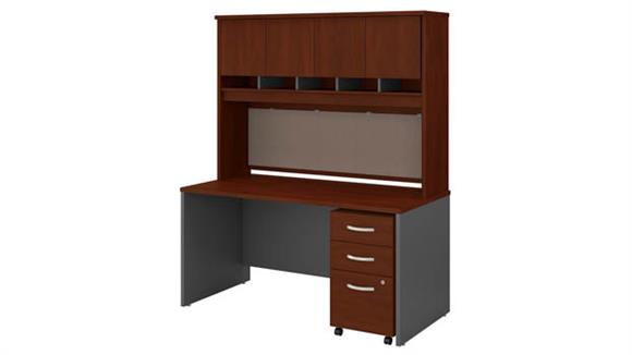 Computer Desks Bush Furniture 60" W x 30" D Office Desk with Hutch and Assembled  Mobile File Cabinet