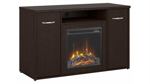 Electric Fireplaces Bush Furniture 48" W Electric Fireplace with Storage Cabinet and Doors