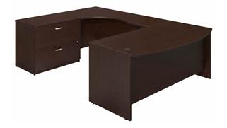 U Shaped Desks Bush Furniture 72in W x 36in D Left Hand Bowfront U-Station Desk Shell with Lateral File