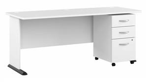 Computer Desks Bush Furniture 72in W Computer Desk with Assembled 3 Drawer Mobile File Cabinet