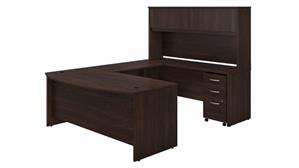 U Shaped Desks Bush Furniture 72in W x 36in D U-Shaped Desk with Hutch and Assembled Mobile File Cabinet