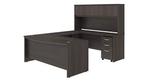 U Shaped Desks Bush Furniture 72in W x 36in D U-Shaped Desk with Hutch and Assembled Mobile File Cabinet