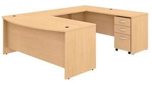 U Shaped Desks Bush Furniture 72" W x 36" D U-Shaped Desk with Assembled Mobile File Cabinet
