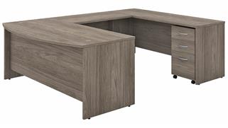 U Shaped Desks Bush Furniture 72" W x 36" D U-Shaped Desk with Assembled Mobile File Cabinet