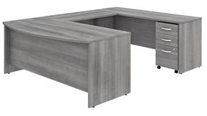 U Shaped Desks Bush Furniture 72in W x 36in D U-Shaped Desk with Assembled Mobile File Cabinet