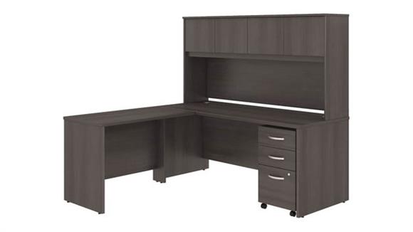 Executive Desks Bush Furniture 72" W x 30" D L-Shaped Desk with Hutch, 42" W Return and Assembled Mobile File Cabinet