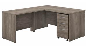 L Shaped Desks Bush Furniture 60in W x 30in D L-Shaped Desk with 42in W Return and Assembled Mobile File Cabinet
