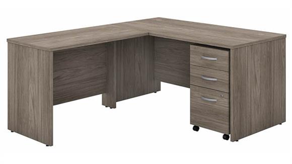 Executive Desks Bush Furniture 60" W x 30" D L-Shaped Desk with 42" W Return and Assembled Mobile File Cabinet