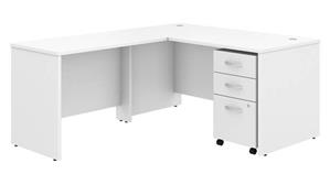 Executive Desks Bush Furniture 60in W x 30in D L-Shaped Desk with 42in W Return and Assembled Mobile File Cabinet