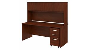 Executive Desks Bush Furniture 72" W x 30" D Office Desk with Hutch and Assembled Mobile File Cabinet