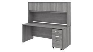 Executive Desks Bush Furniture 72in W x 30in D Office Desk with Hutch and Assembled Mobile File Cabinet
