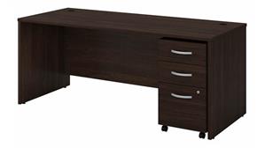 Executive Desks Bush Furniture 72in W x 30in D Office Desk with Assembled Mobile File Cabinet