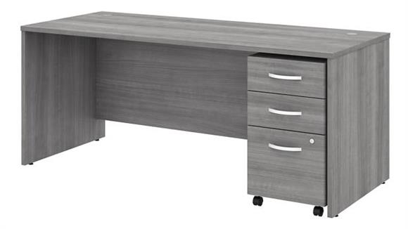 Executive Desks Bush Furniture 72" W x 30" D Office Desk with Assembled Mobile File Cabinet