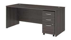 Executive Desks Bush Furniture 72in W x 30in D Office Desk with Assembled Mobile File Cabinet