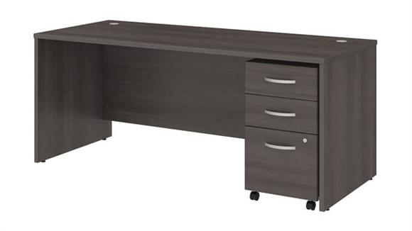 Executive Desks Bush Furniture 72" W x 30" D Office Desk with Assembled Mobile File Cabinet