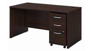 Executive Desks Bush Furniture 60" W x 30" D Office Desk with Assembled Mobile File Cabinet