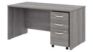 Executive Desks Bush Furniture 60" W x 30" D Office Desk with Assembled Mobile File Cabinet