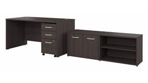 Computer Desks Bush Furniture 72in W x 30in D Office Desk with Storage Return and Mobile File Cabinet