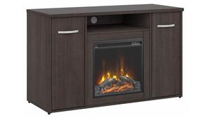 Electric Fireplaces Bush Furniture 48in W Electric Fireplace with Storage Cabinet and Doors