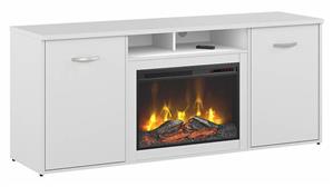 Electric Fireplaces Bush Furniture 72in W Electric Fireplace with Storage Cabinets and Doors